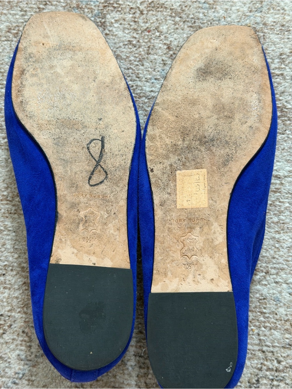 Tory Burch Royal Blue Suede Eleanor Ballet Flats size 7 1/2. - Picture 5 of 6